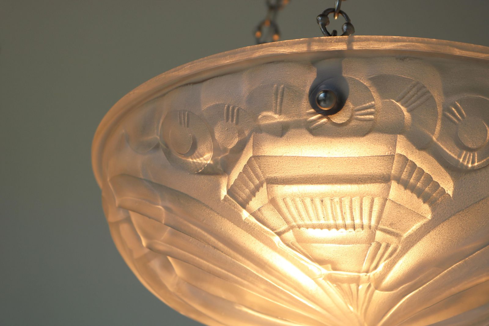 Exquisite White Geometric French Antique Art Deco Chandelier 1930 Henry Mouynet photo vintage