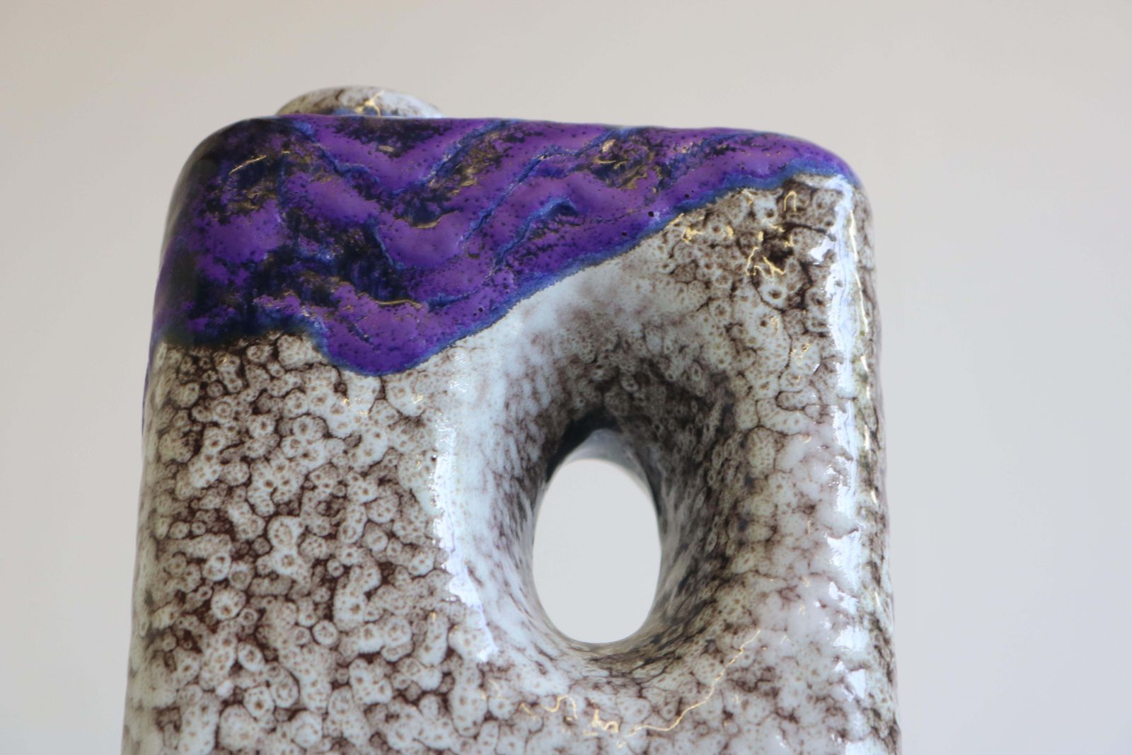 Home Decor 1970s Modernist Fat Lava Purple Black White Ceramic Square Vase By Marei Keramik photo