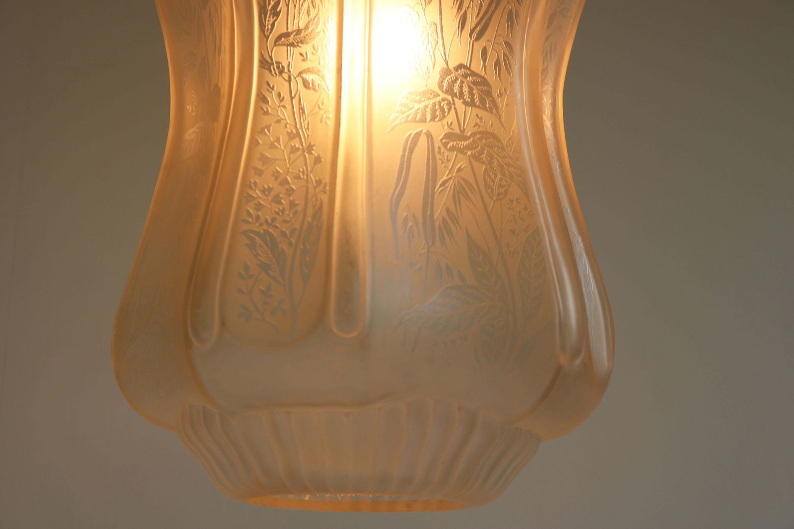 Grote Antieke Franse Art Nouveau Hanglamp, 1910 – Bloemglas Kroonluchter photo buy