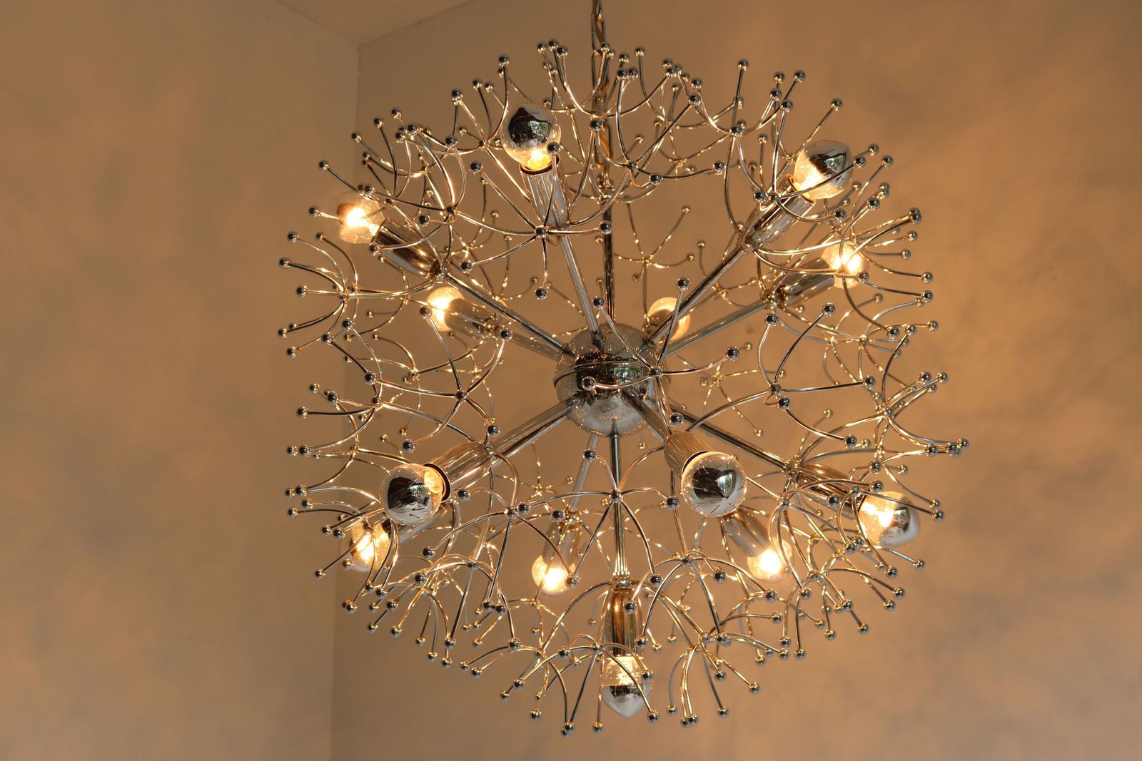 Mid Century Design Chandelier By Gaetano Sciolari Model: Dandelion 1960 Sputnik photo vintage