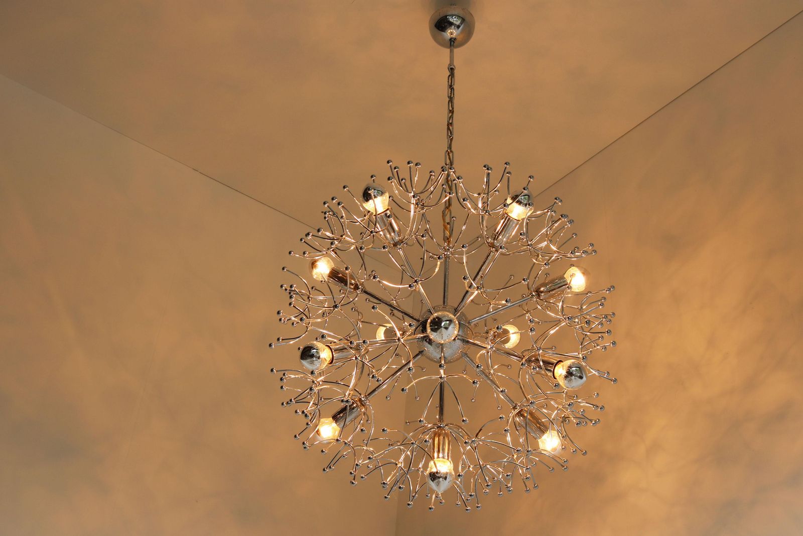 Lighting Mid Century Design Chandelier By Gaetano Sciolari Model: Dandelion 1960 Sputnik photo
