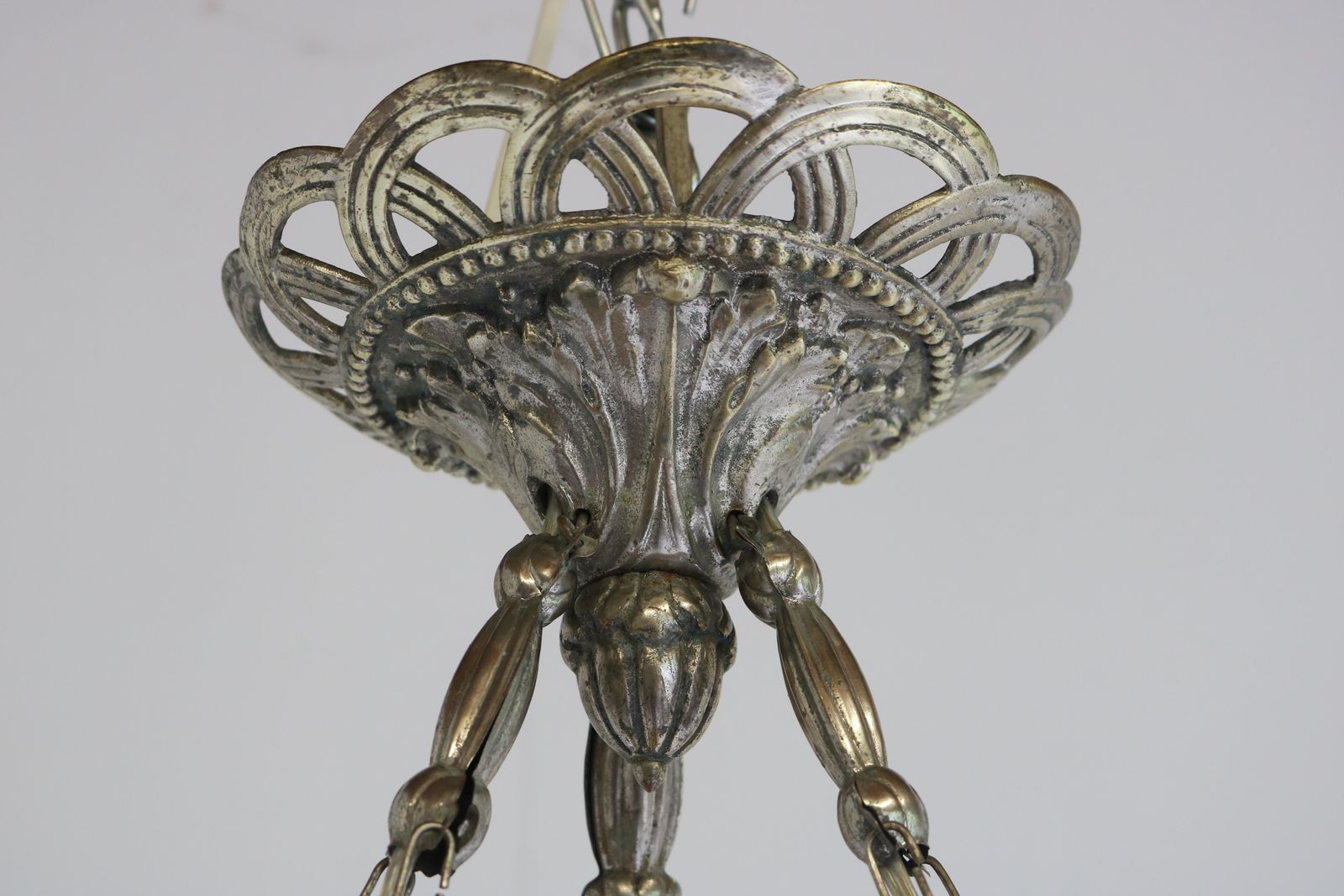 photo vinterior Neoklassieke Alabasten Hanglamp / Kroonluchter Zilver Brons Renaissance Revival
