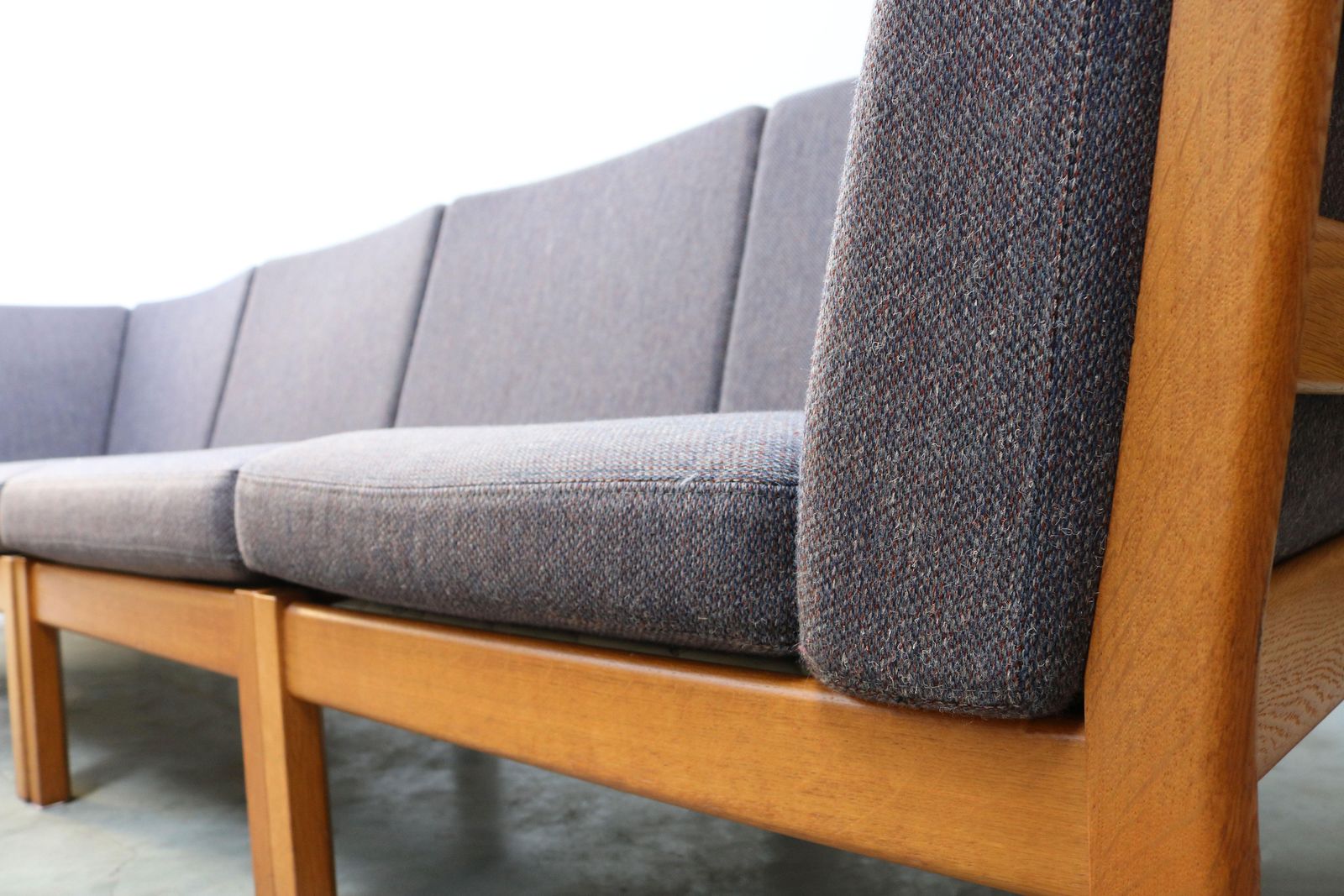 Large Modular Sofa Ge 280 By Hans J. Wegner For Getama Oak Blue Grey photo vintage