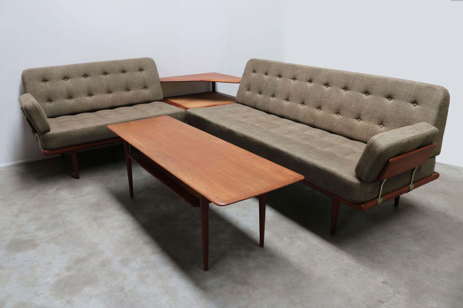 Furniture Danish Design Minerva Sofa Set By Peter Hvidt & Orla Molgaard Nielsen Teak, 1950 photo