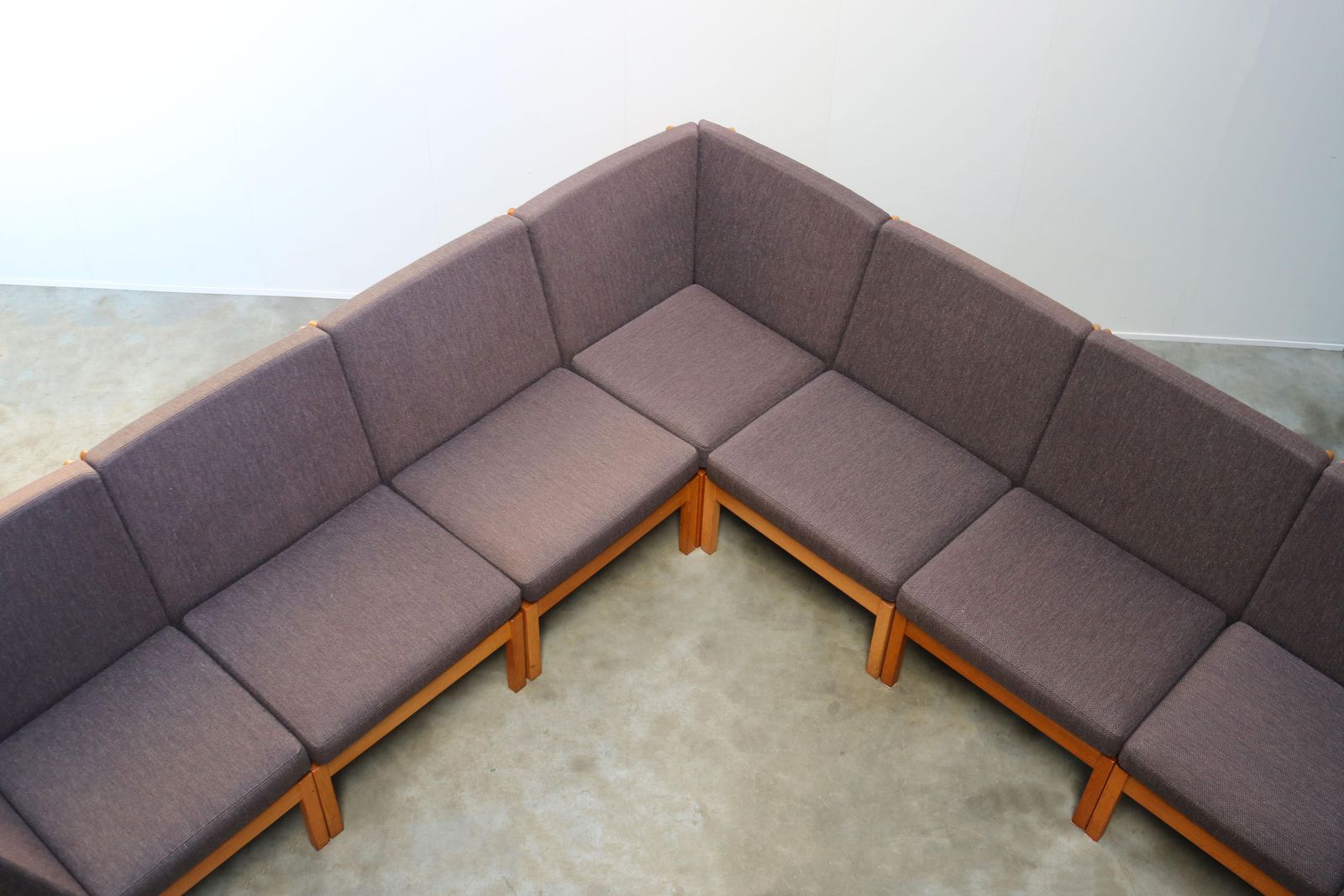 8096.0 Large Modular Sofa Ge 280 By Hans J. Wegner For Getama Oak Blue Grey photo
