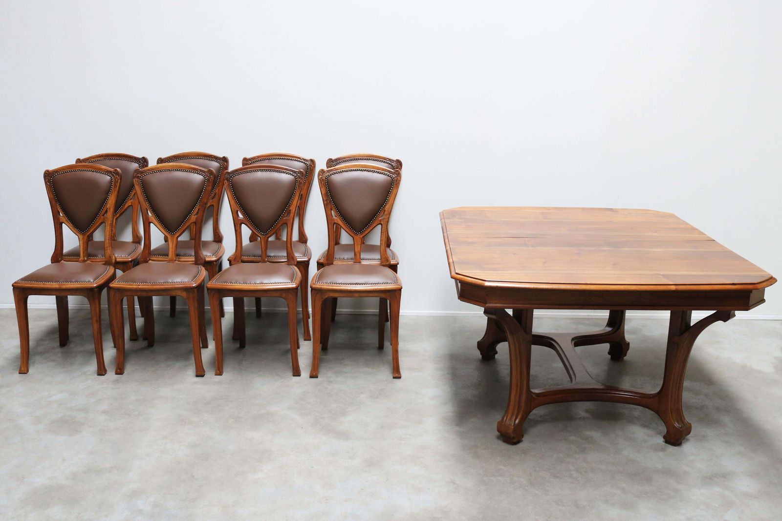 Furniture Antique French Art Nouveau Dining Room Set By Eugène Vallin 1903 Table Chairs photo