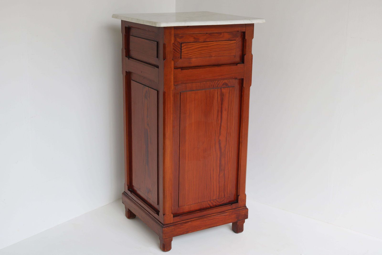 Antique 19th Century Night Stand / Cabinet Solid Pitchpine & Carrara Marble Tops photo buy