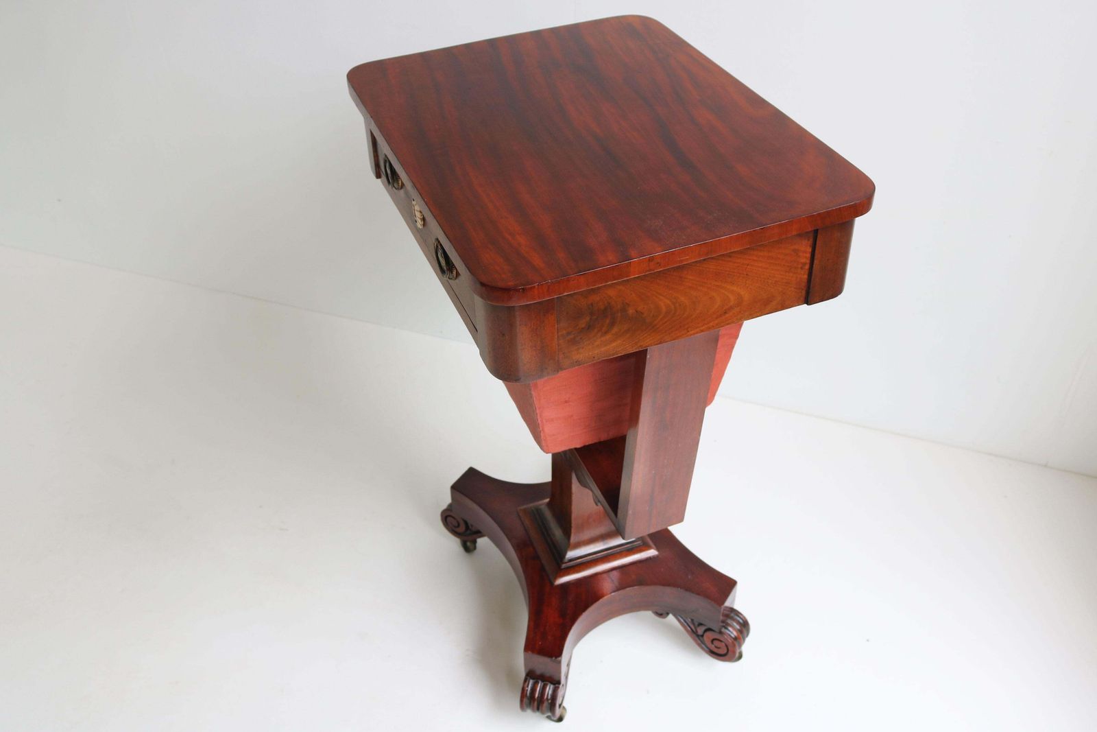 photo for sale Antique French Empire Sewing Stand 19th Century Mahogany Side Table Bronze