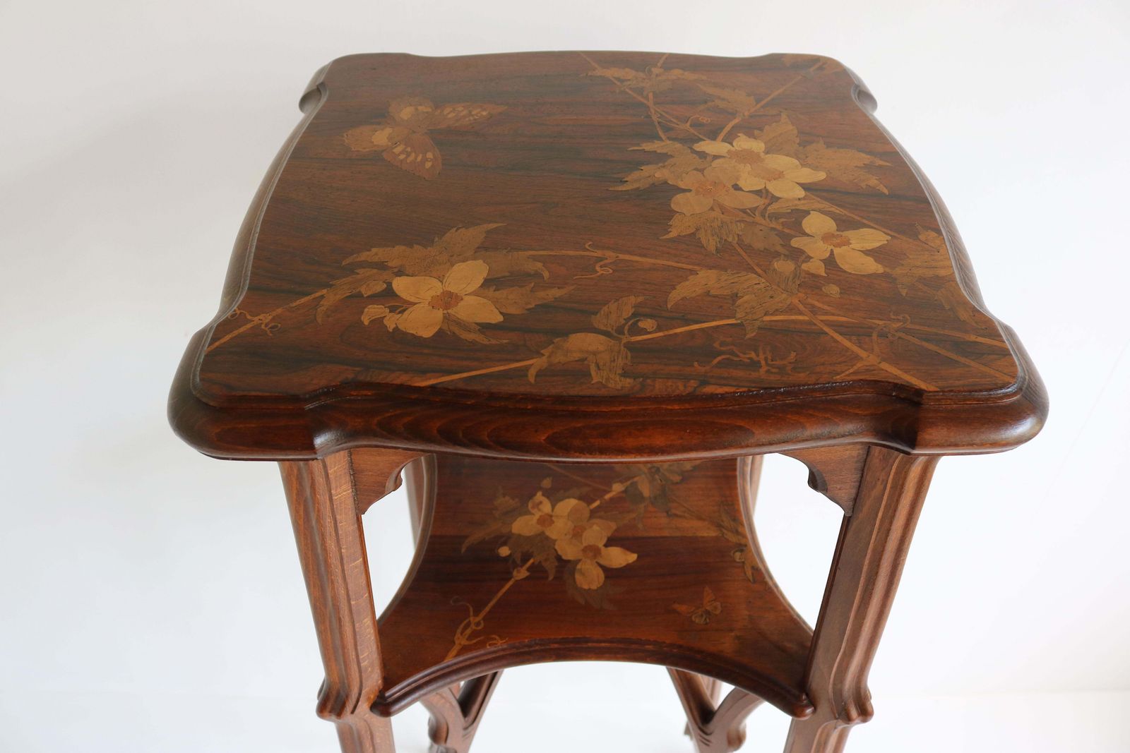 photo for sale Original Art Nouveau Pedestal By Emile Galle 1890 French Antique Inlaid Table
