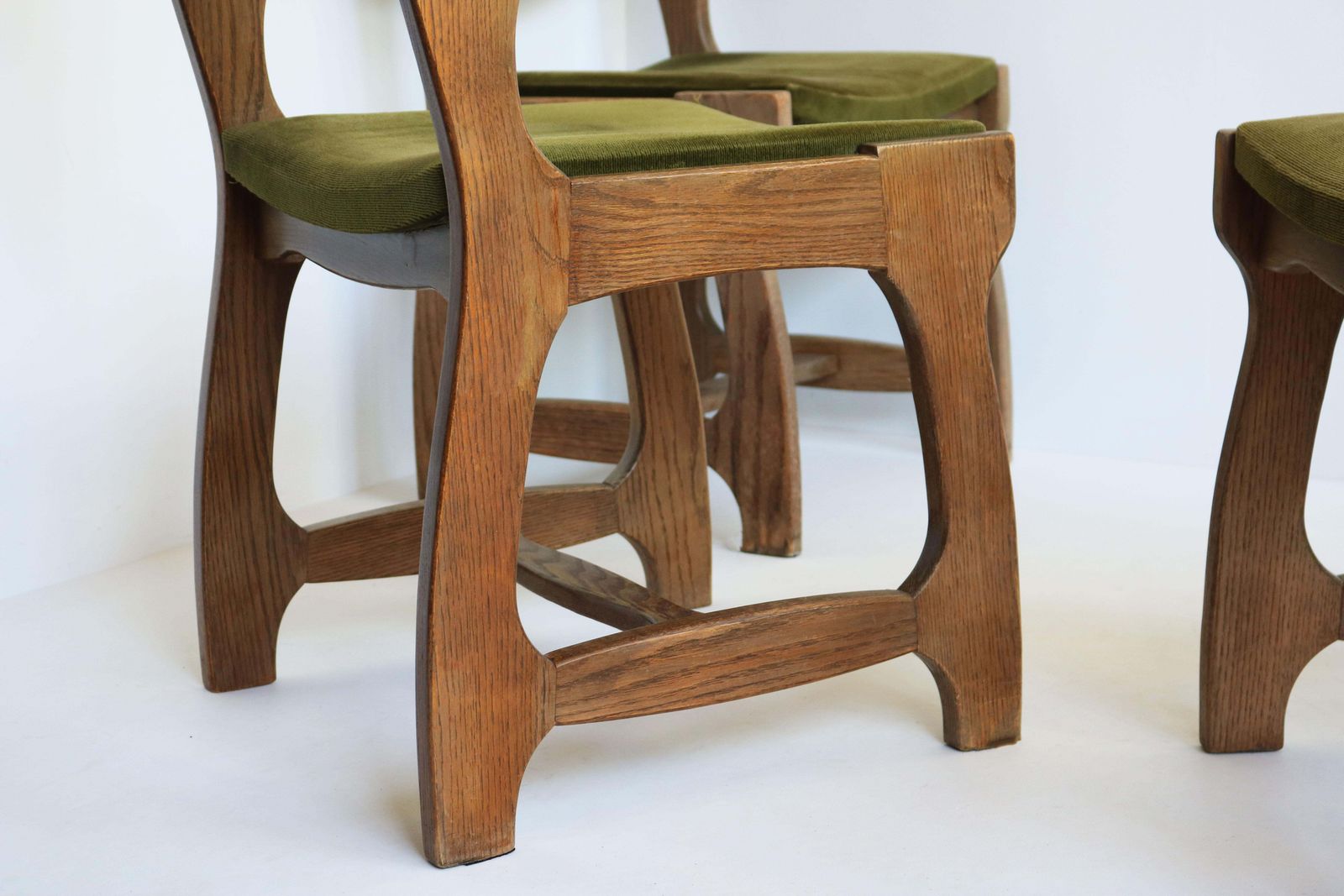 Set Of 4 Mid Century Oak Dining Chairs photo vintage