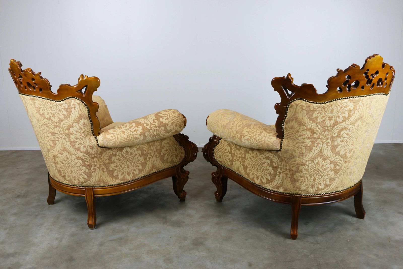 Luxurious Antique Italian Lounge Chairs In Rococo / Baroque Style Brown Beige photo 3151.0