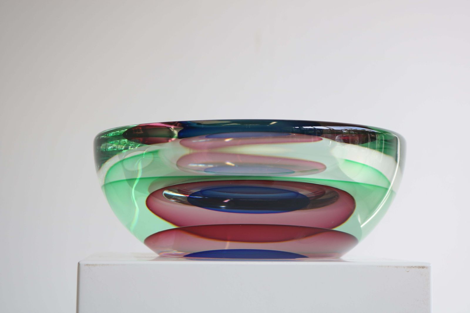 Italiaanse Sommerso Glazen Schaal Van Luigi Onesto, 1960, Gesigneerd Murano Glas, Mid Century photo furniture