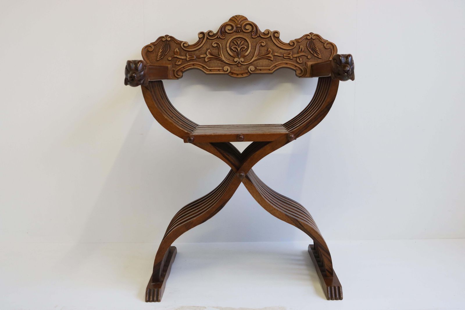 photo for sale Italian 19th Century Renaissance Revival Savonarola Chair In Walnut Side Chair