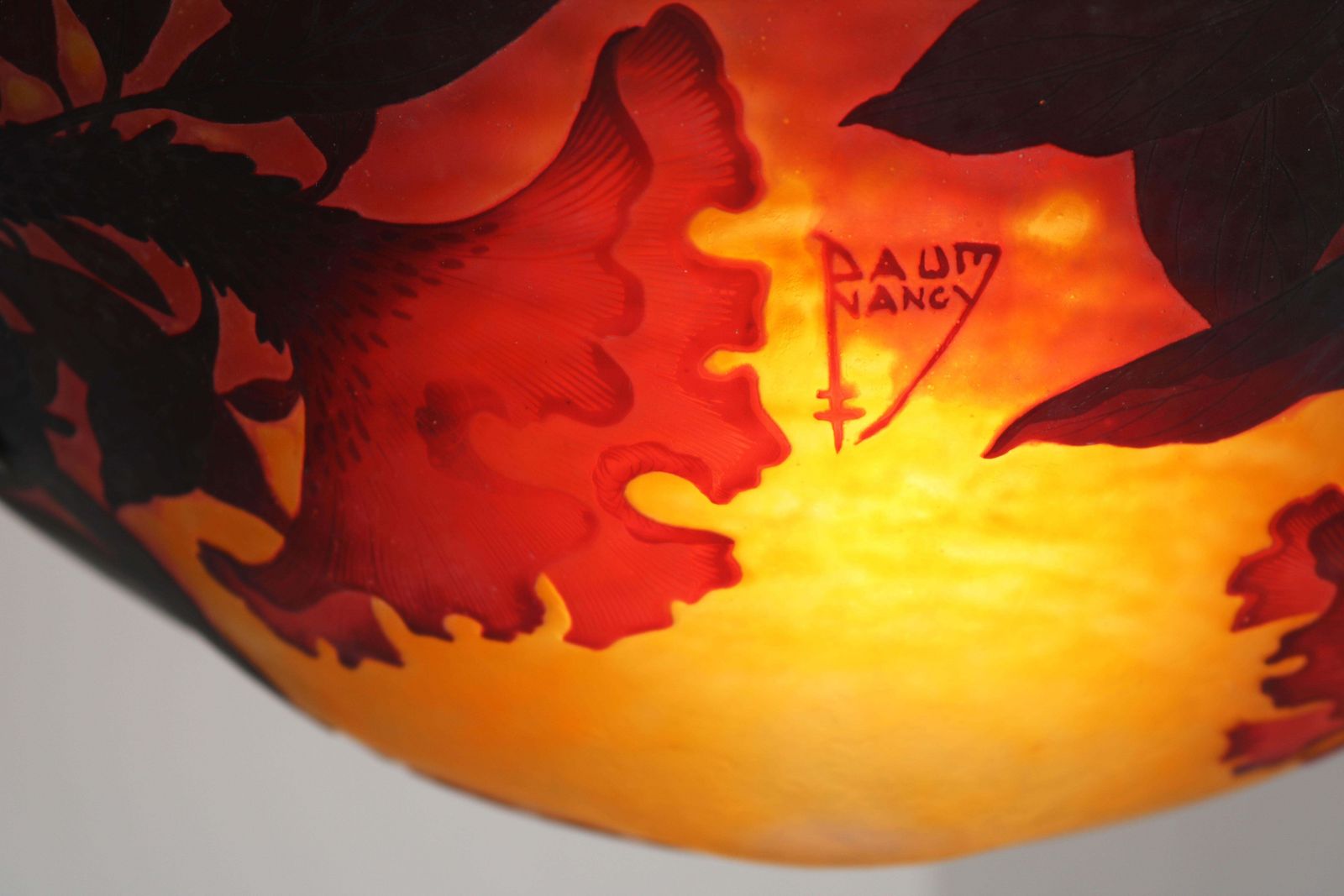 French Daum Nancy 1910 Art Nouveau Chandelier / Pendant Light A2 Cameo Floral photo furniture