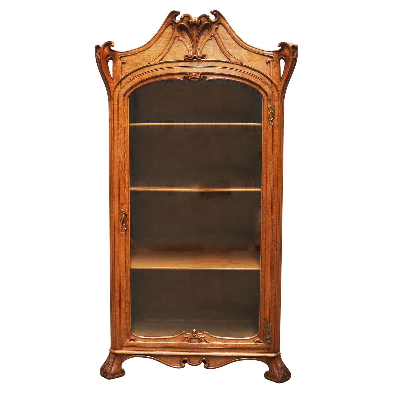 Antiek Frans Art Nouveau Kabinet Door Henri Sauvage, 1900 – Eiken Vitrinekast