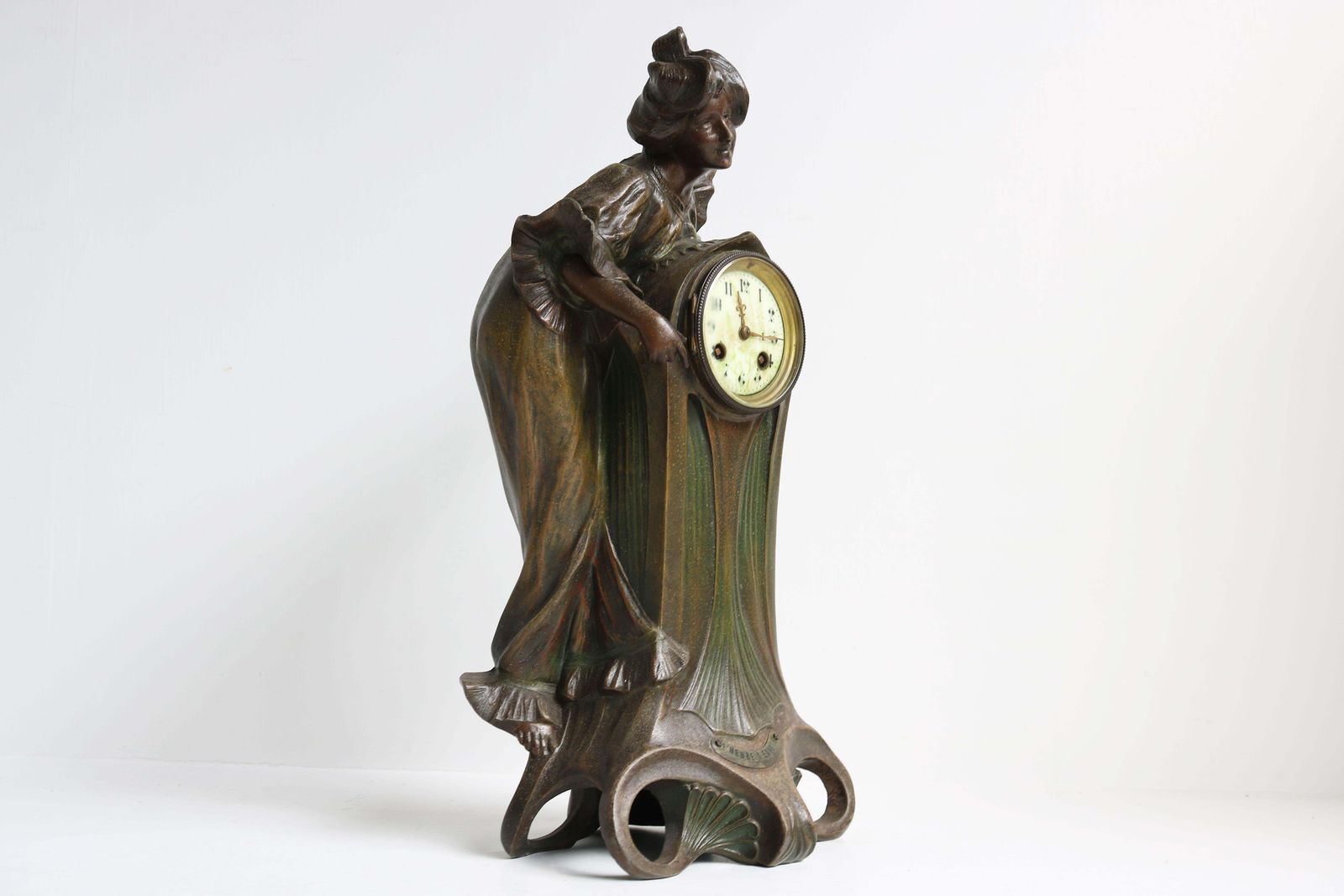 Art Nouveau Clock Set By Francesco Flora 1890 Antique Three Piece French Mantel photo 7585.0