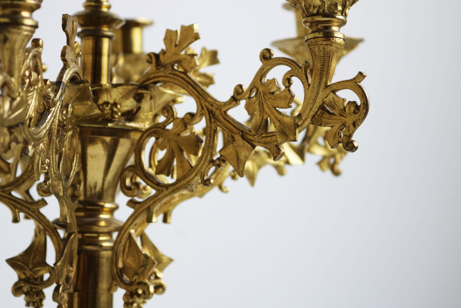 Huge Antique French Gilt Bronze Classical Clock Set 19th Century Acanthus Leaves photo Home Decor