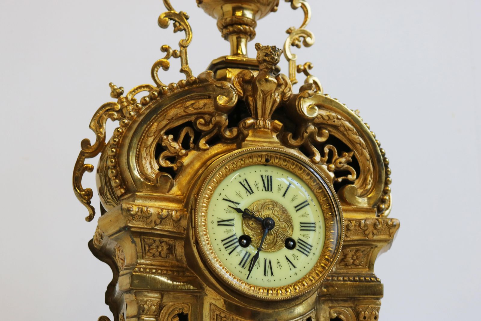 Huge Antique French Gilt Bronze Classical Clock Set 19th Century Acanthus Leaves photo buy