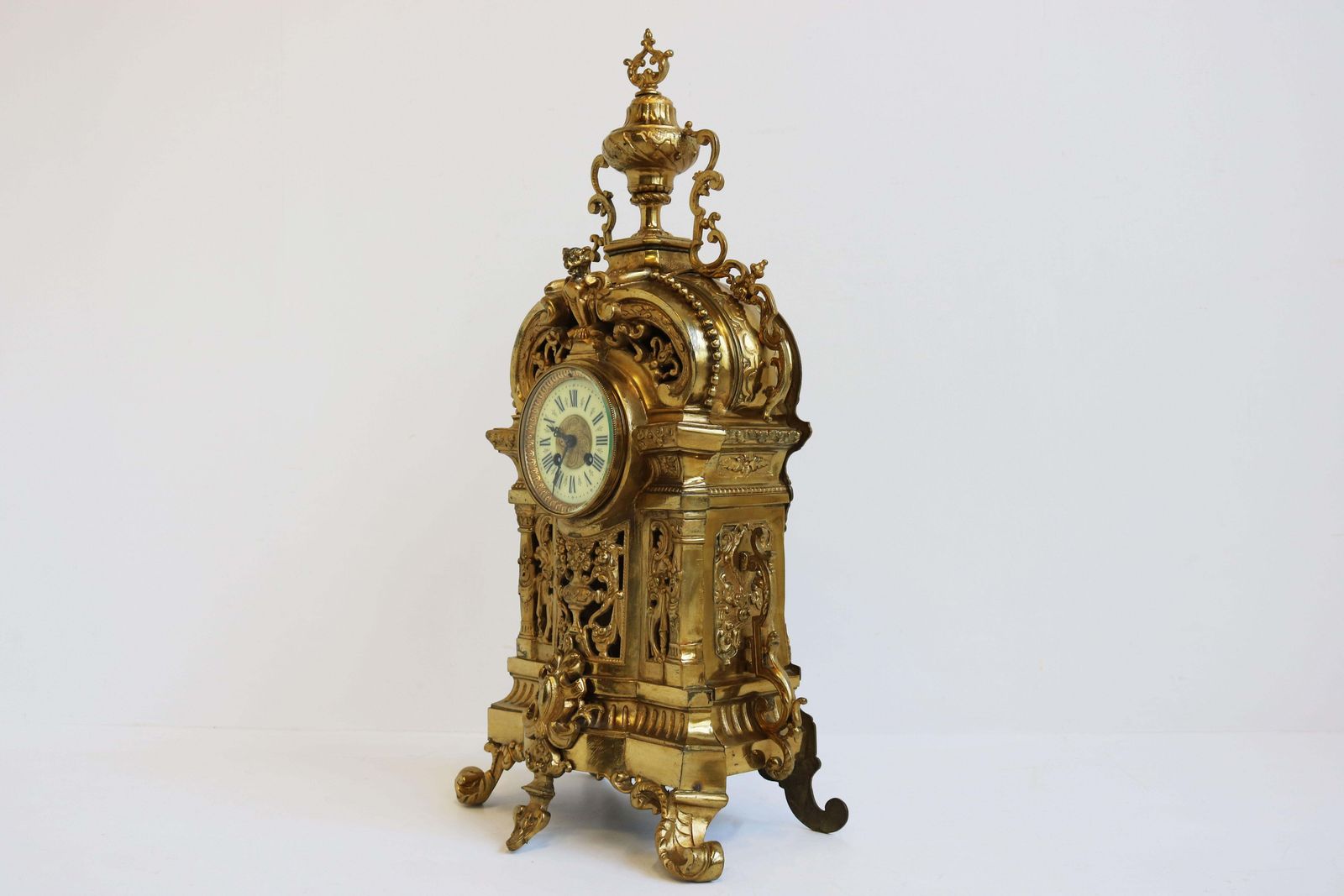 photo buy Huge Antique French Gilt Bronze Classical Clock Set 19th Century Acanthus Leaves