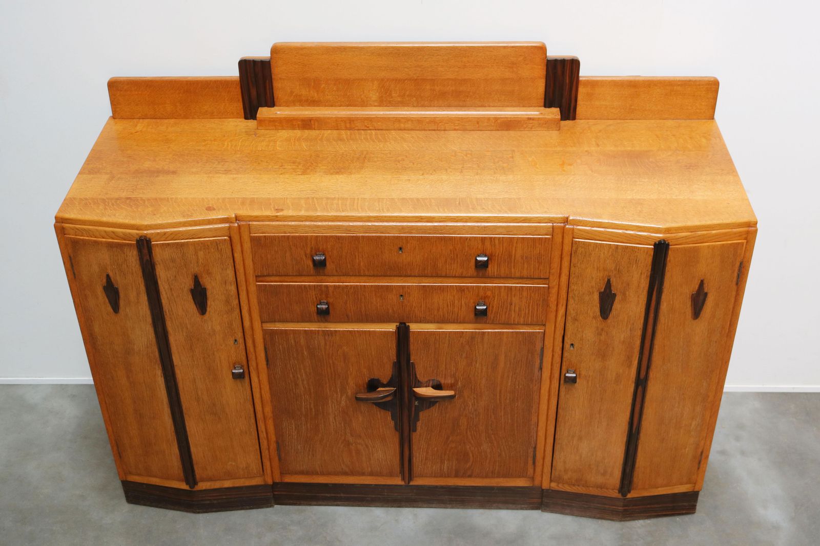 Dutch Art Deco Amsterdam School Credenza / Sideboard Solid European Oak, 1910 photo vinterior