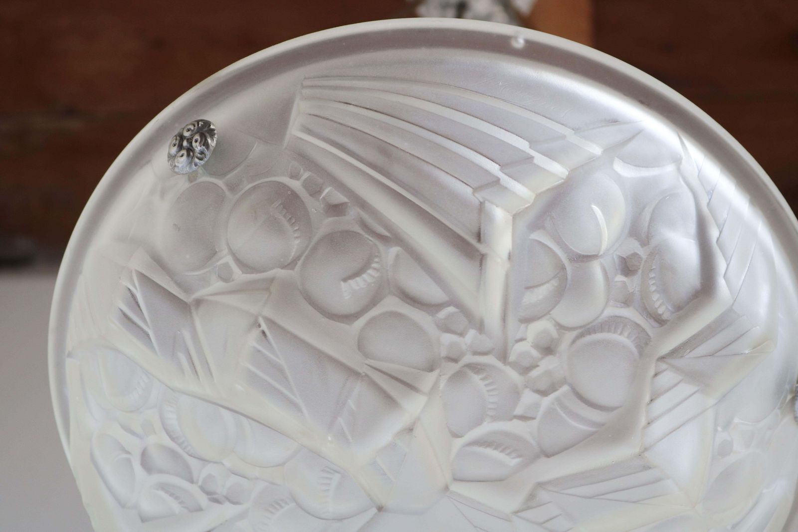 photo furniture Antique French Art Deco Pendant / Chandelier Singed Mouynet 1920 Schneider Glass