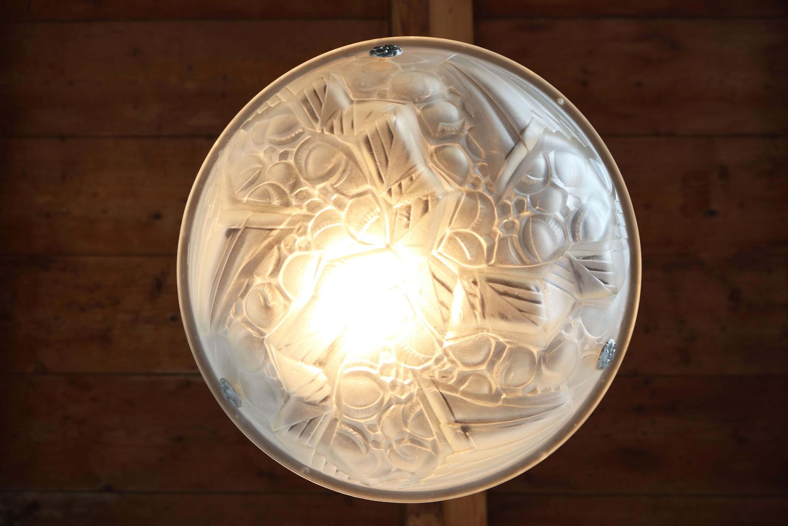 photo for sale Antique French Art Deco Pendant / Chandelier Singed Mouynet 1920 Schneider Glass
