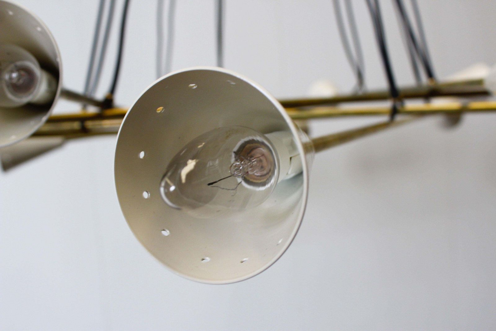 photo furniture Italian Vintage Design Chandelier White Brass From Stilnovo 1960 Mid Century