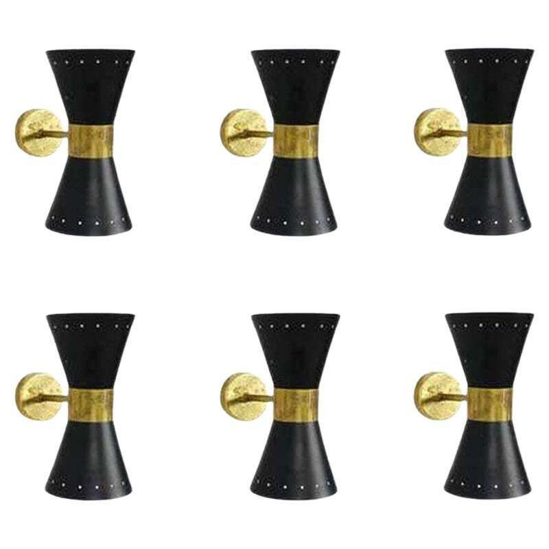 1 Of 6 Italian Modern Design Wall Light Diabolo Sconce Stilnovo Style Brass 1950