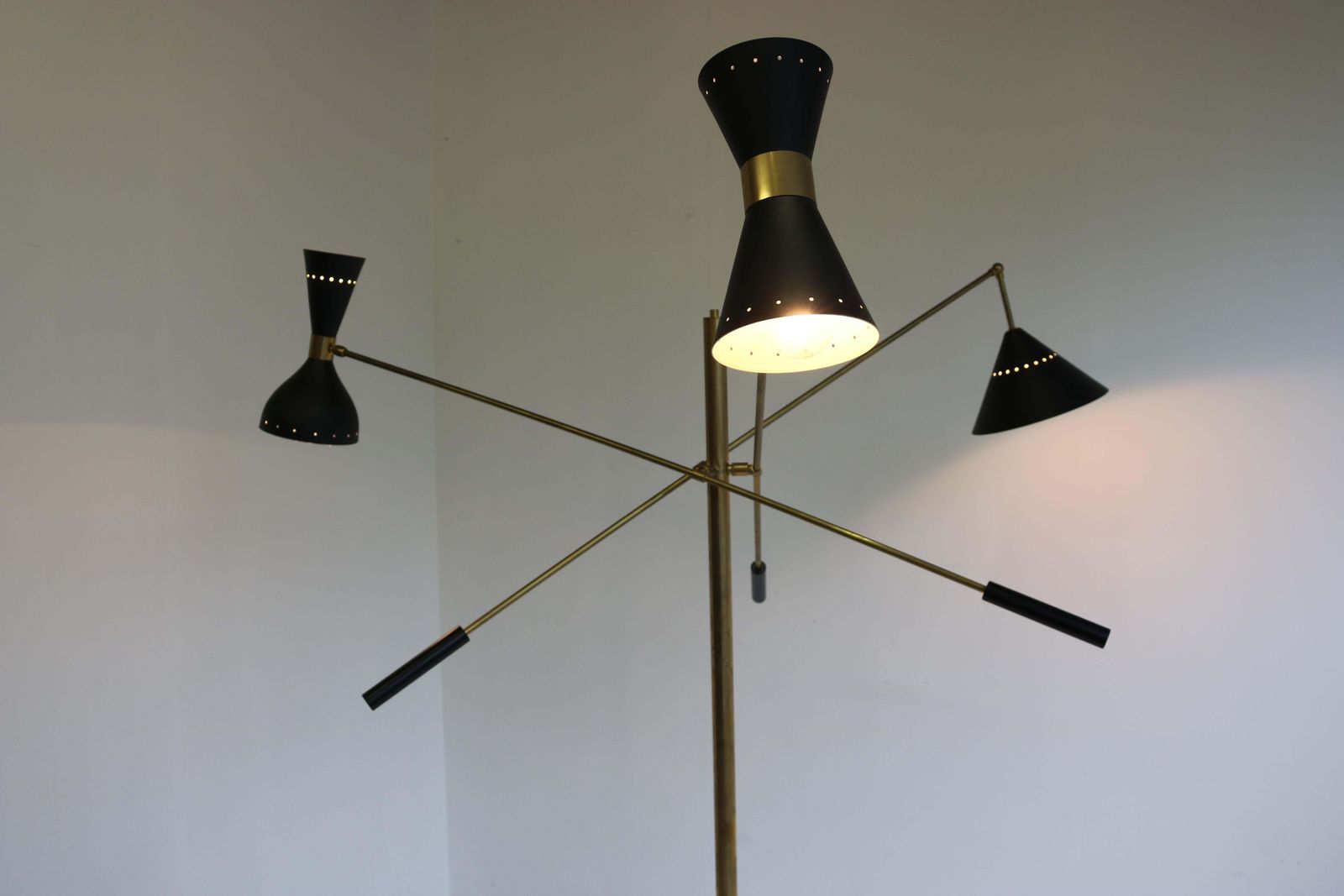 photo buy Mid Century 1950 Stilnovo Style Floor Lamp Carrara Marble Brass Black 1950 Retro