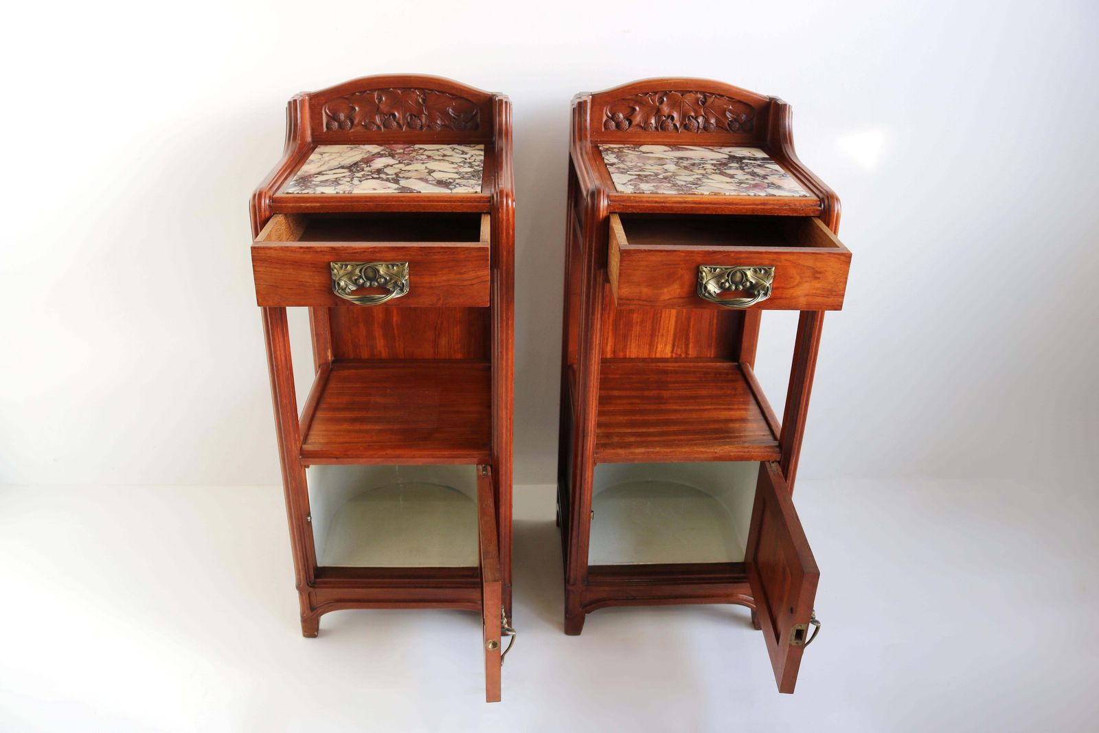 Gorgeous Art Nouveau / Art Deco Pair Antique Nightstands Paul Alexandre Dumas photo buy