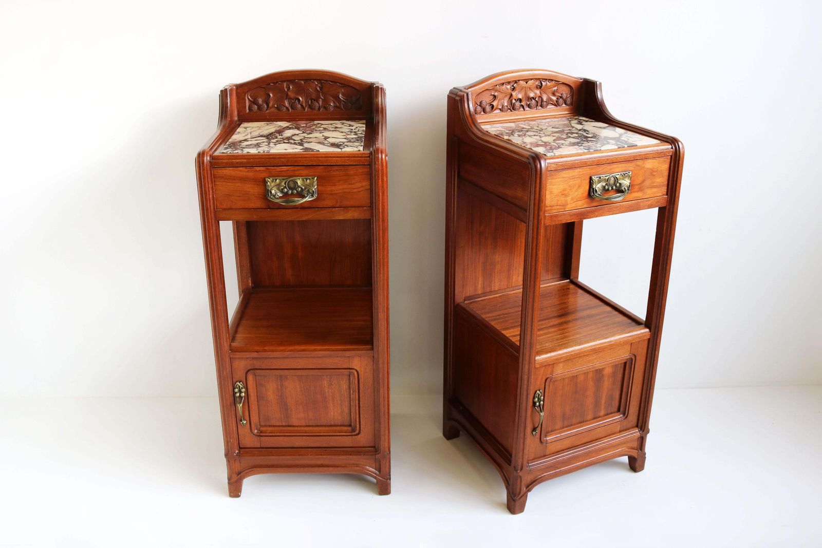 Furniture Gorgeous Art Nouveau / Art Deco Pair Antique Nightstands Paul Alexandre Dumas photo