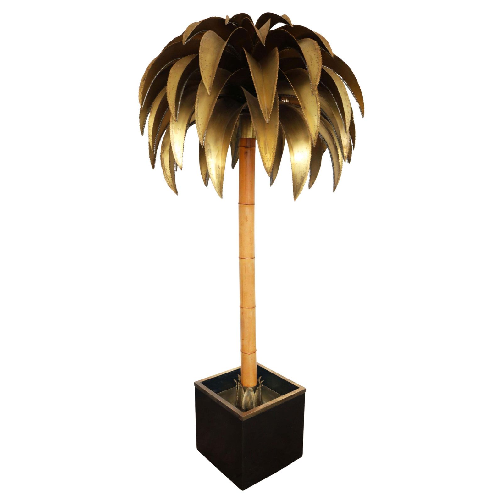 Zeldzame Grote Vloerlamp 'Palm Tree' Van Christian Techoueyres Voor Maison Jansen, 1970