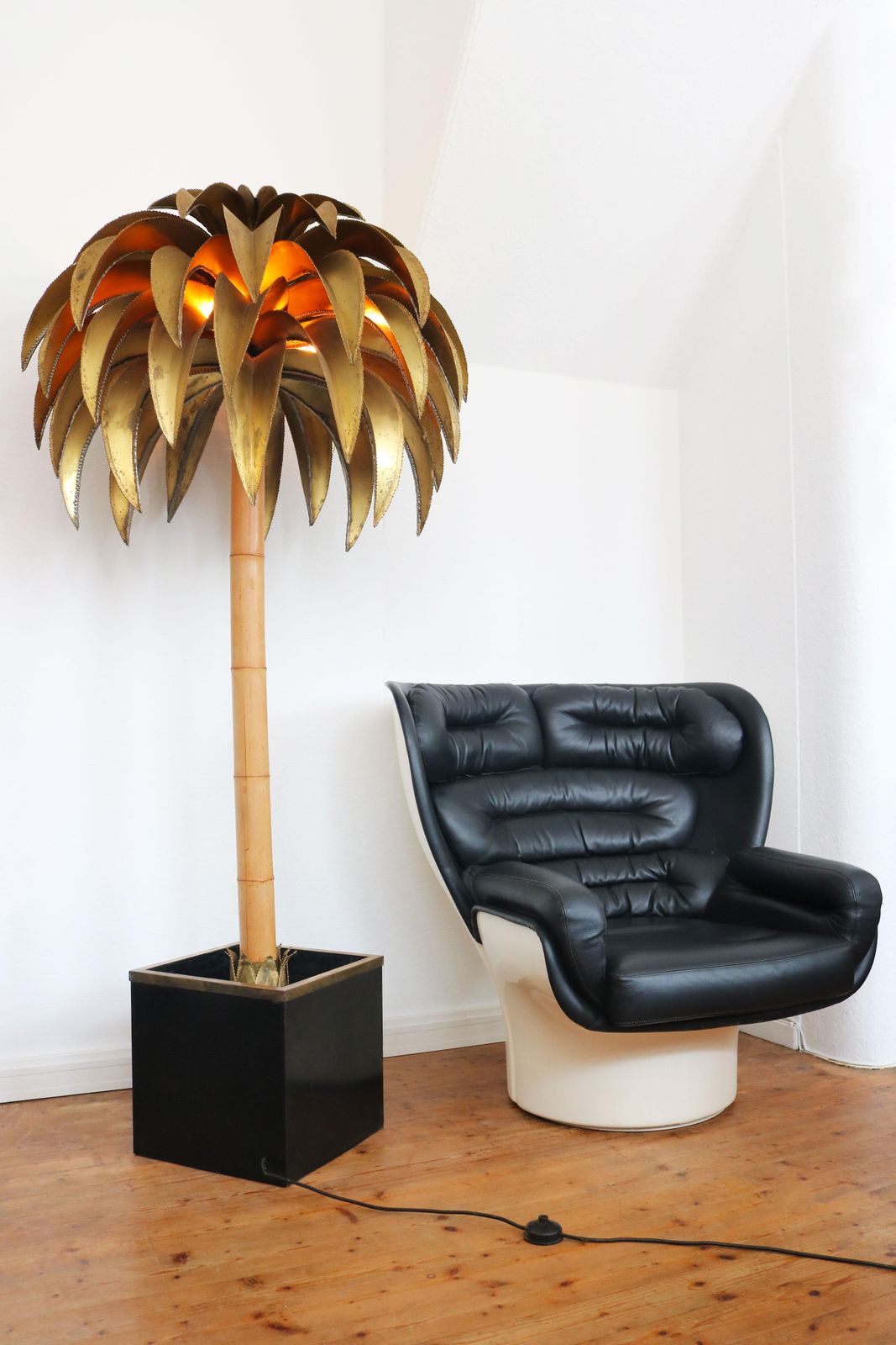 Rare Large Christian Techoueyres Palm Tree Floor Lamp For Maison Jansen 1970 photo for sale