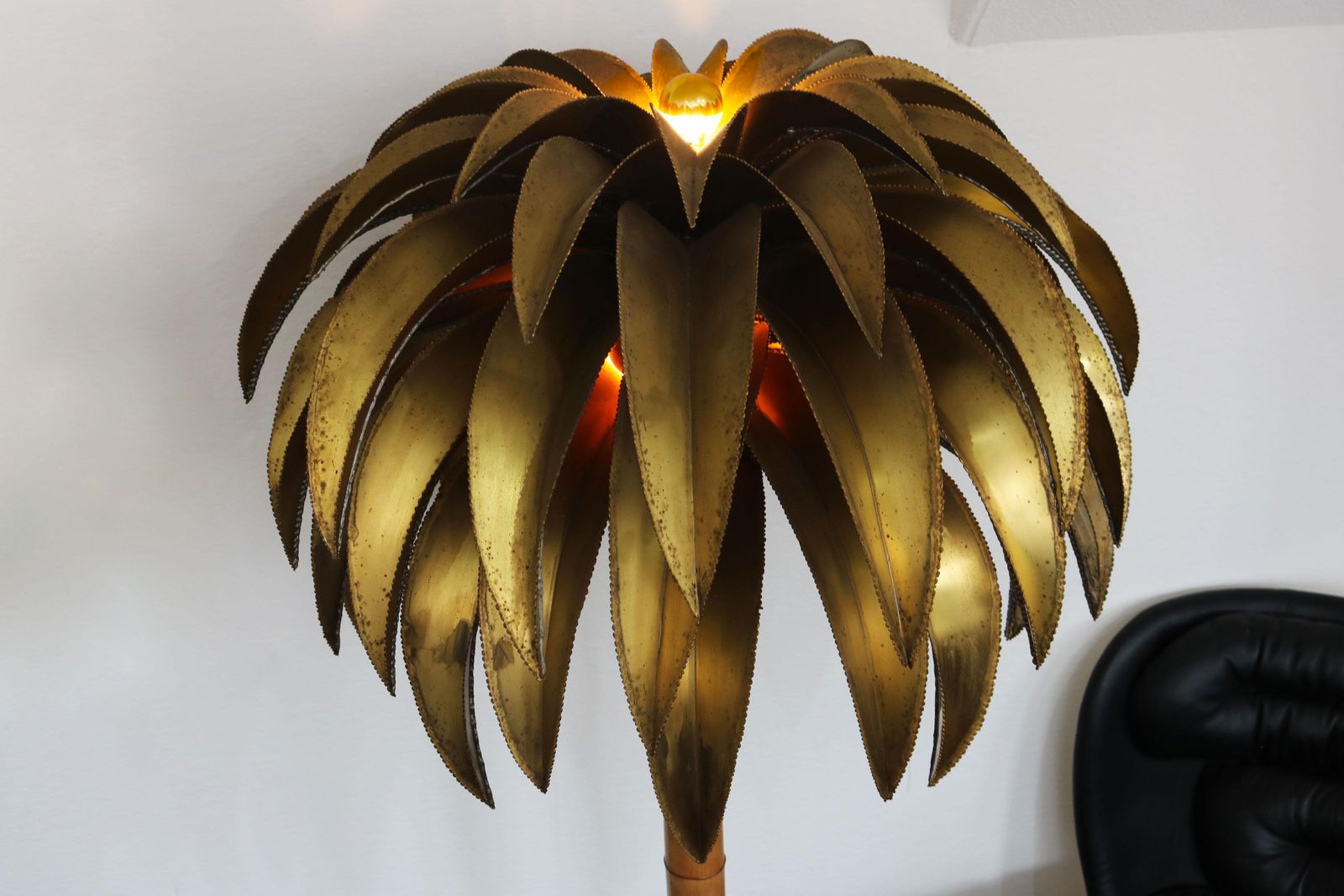 Rare Large Christian Techoueyres Palm Tree Floor Lamp For Maison Jansen 1970 photo Lighting