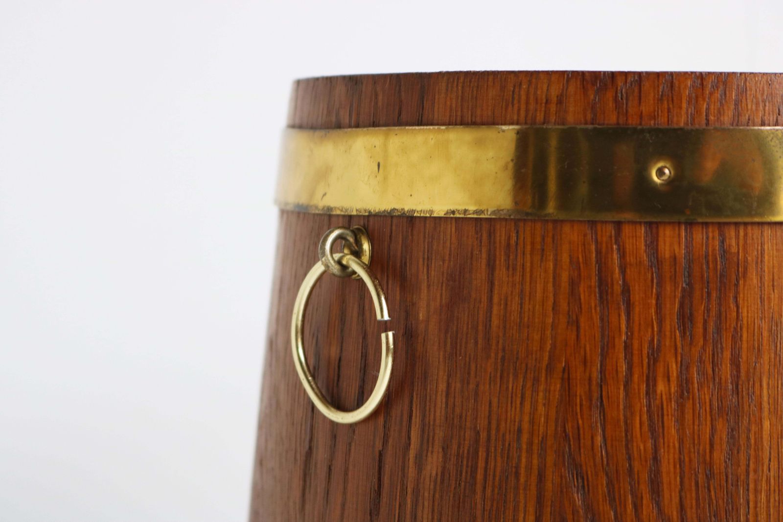 Antique Long Barrel Umbrella Stand Solid Oak Brass English 1900s Hallway Sticks photo vinterior