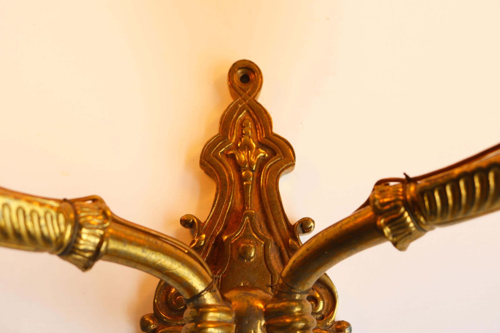 Pair Of Brass Empire 19th Century Wall Lights With Serpent Heads Sconces Glass photo 1616.0