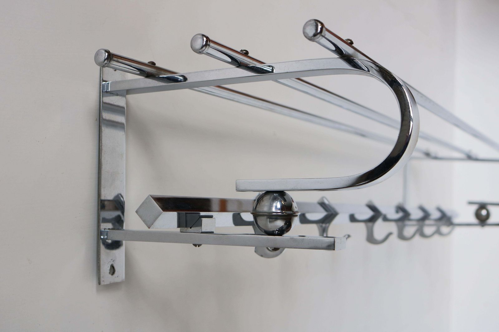 Antieke Art Deco Bauhaus Chromen Kapstok / Hoedenrek Jaren 1930 Duitsland photo for sale