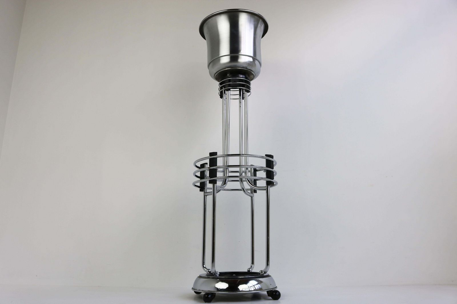 Rare Antiqu Art Deco Umbrella Holder / Plant Stand By Demeyere 1930 Chrome Rack photo for sale