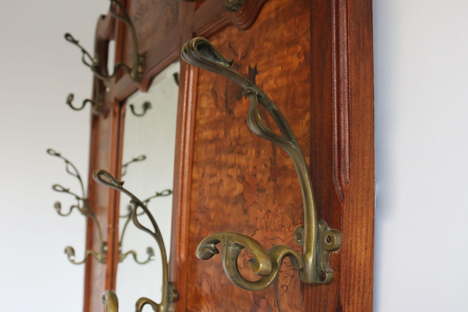 French Art Nouveau Hall Tree / Coat Rack By Emile Galle 1905 Marquetry Hallway photo vinterior