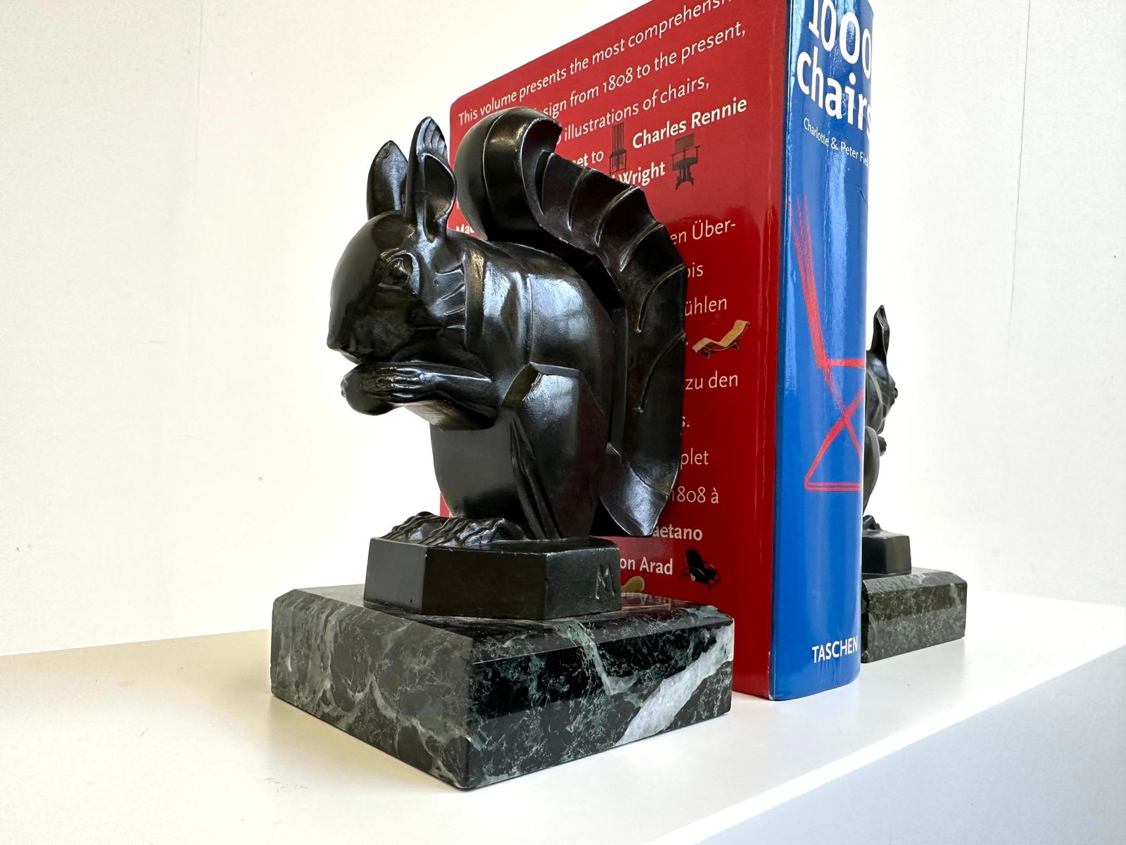 Antique Art Deco ''Squirrel'' Bookends By Max Le Verrier 1930 France Marble photo for sale