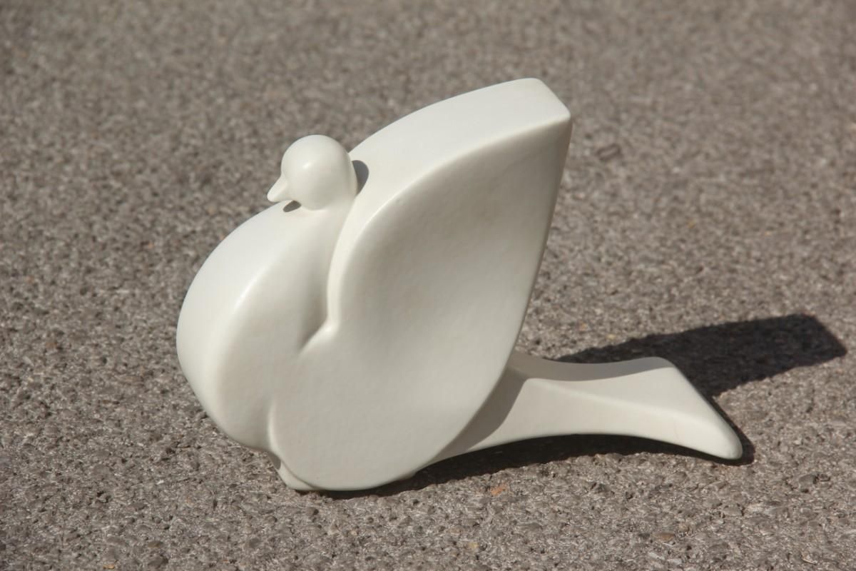 Porcelain Stonewar Stylized Pigeon Italian Production Studiolinea Com 1970 White photo vinterior