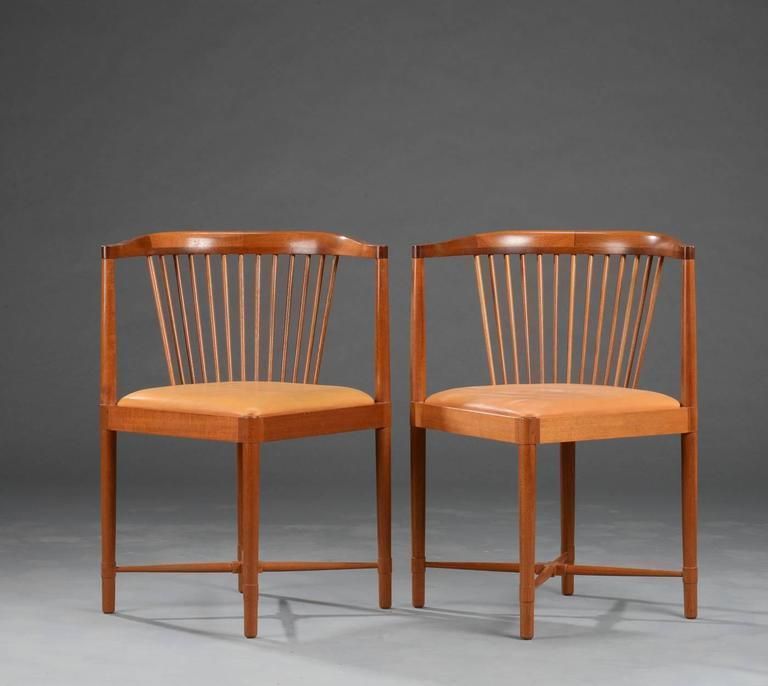 1940´S Børge Mogensen Mahogany King Of Diamonds Chairs For Søborg Møbelfabrik photo for sale