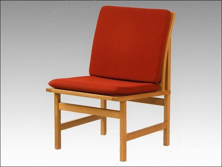1960s Børge Mogensen Model 3232 Lounge Chairs In Oak And Red Fabric