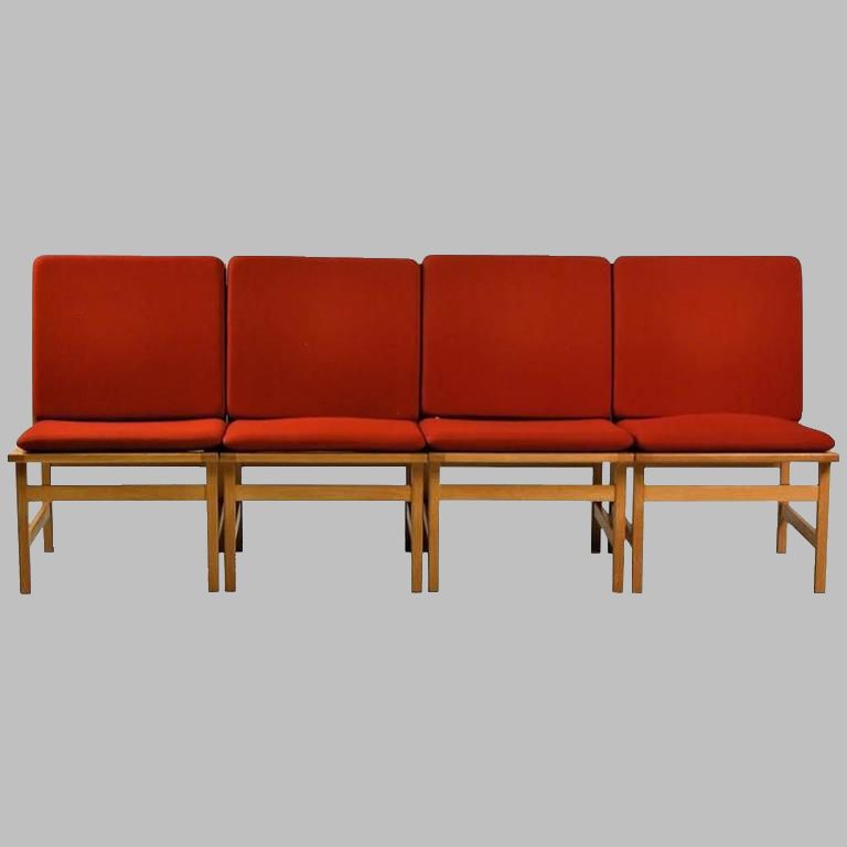1960s Børge Mogensen Model 3232 Lounge Chairs In Oak And Red Fabric photo furniture