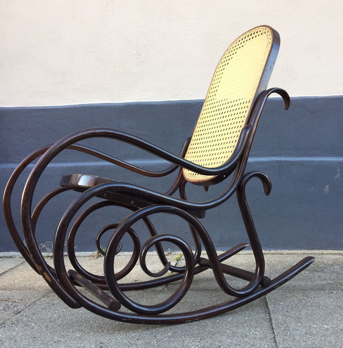 Vintage French Bentwood Junior Rocking Chair With Swirls, 1970s photo for sale