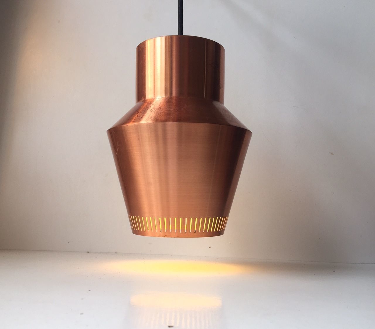 Danish Solid Copper Pendant Lamp From Fog & Morup, 1960s photo for sale