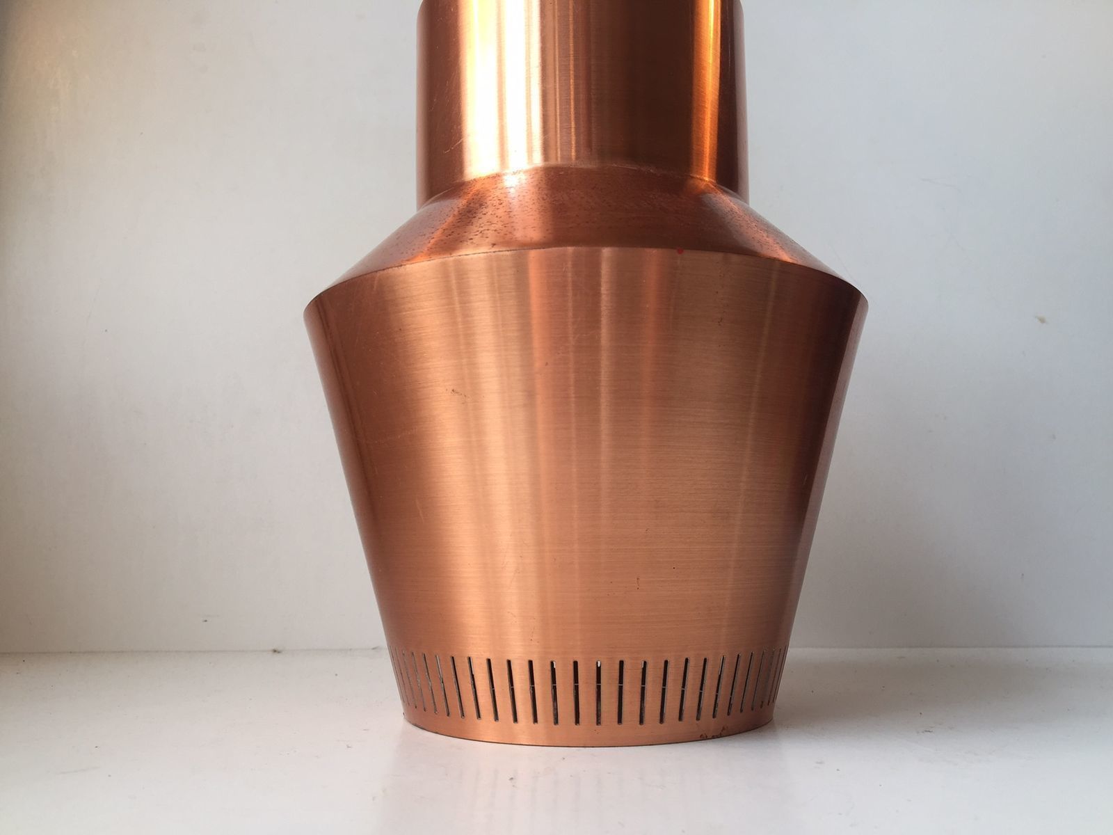 Danish Solid Copper Pendant Lamp From Fog & Morup, 1960s photo Lighting