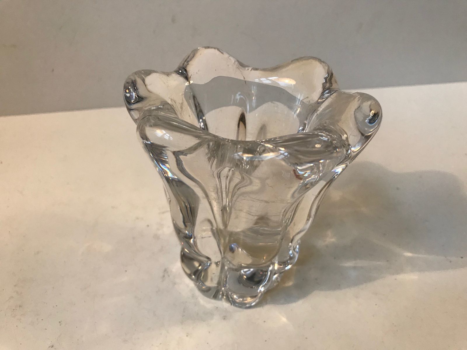 Mid Century Crystal Vase By Nils Landberg For Orrefors, 1950s photo Home Decor