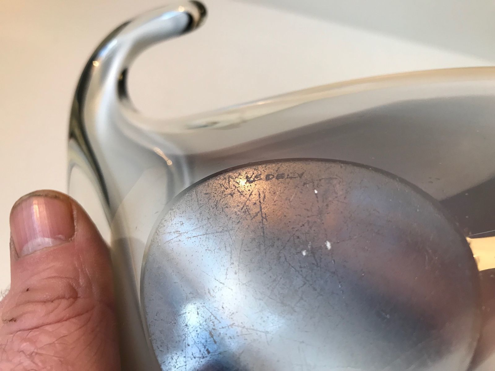 Modernist Manta Ray Glass Bowl By Paul Kedelv For Flygfors, 1955 photo buy