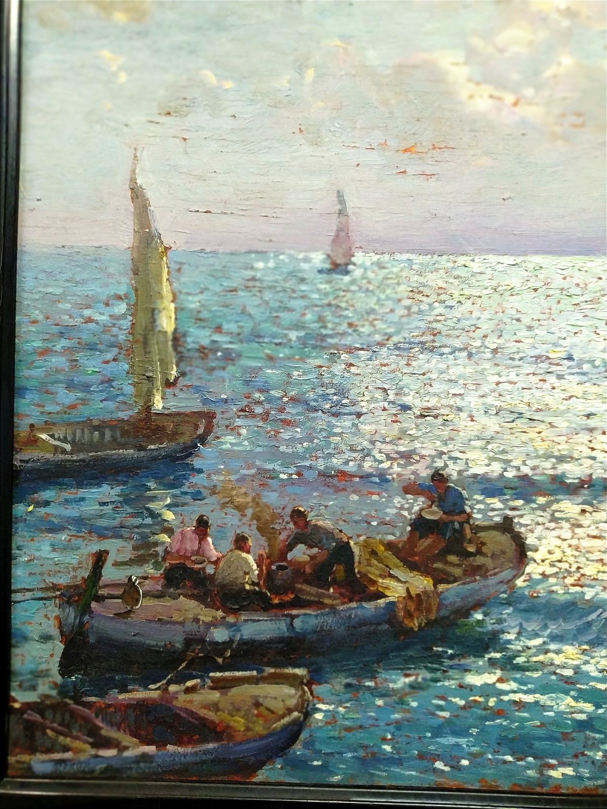 Early 1900's Seascape Painting By Federico Morello,1885 1945. photo Home Decor
